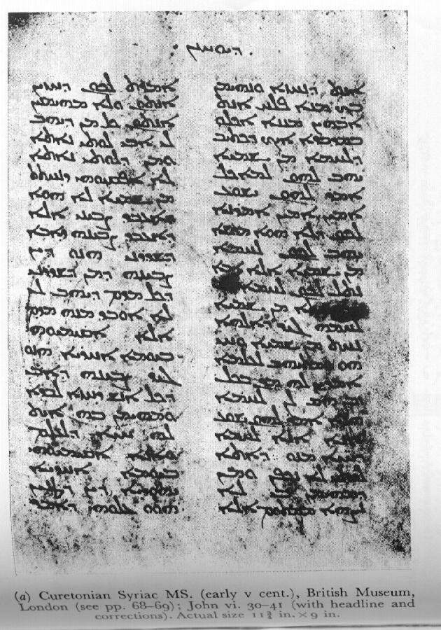 Curetonian Syriac Curetonian Syriac